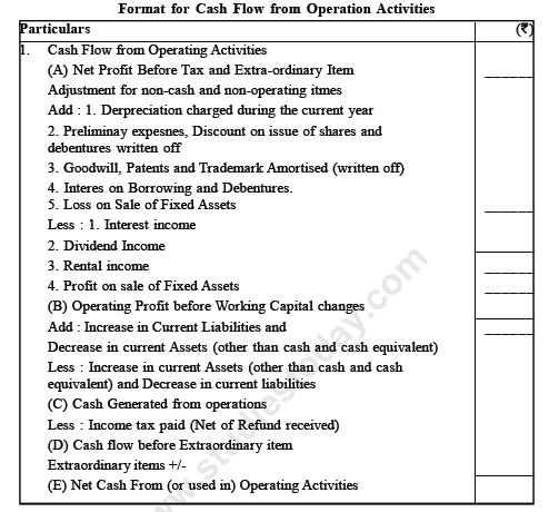 analysis of cash flow statement project class 12